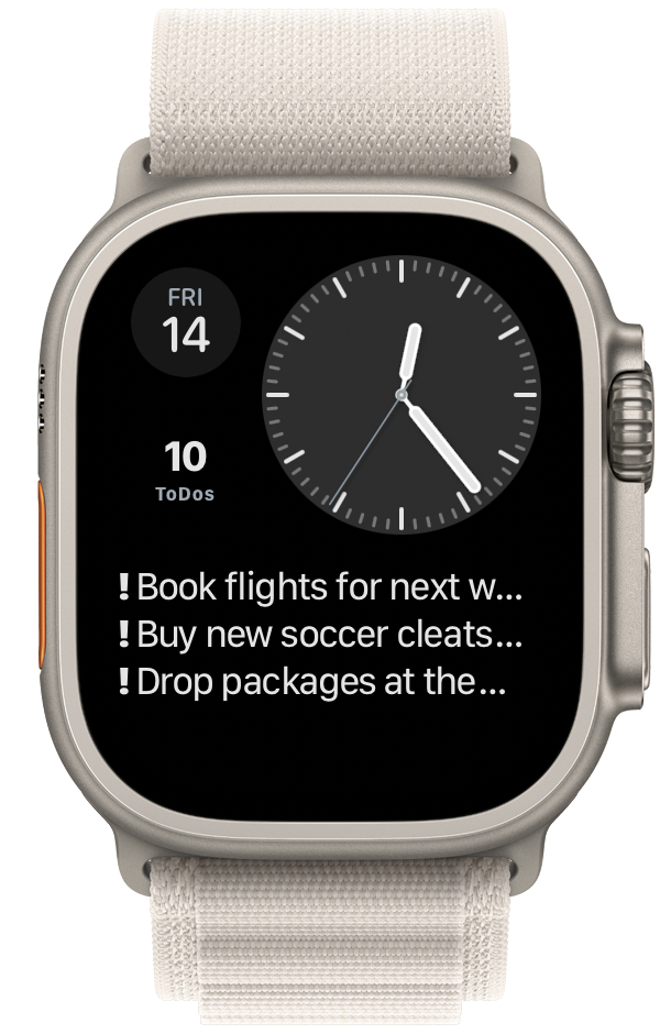 Apple Watch showing Widgetminder — Only what you need
