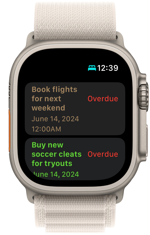 Apple Watch showing Widgetminder — A closer look